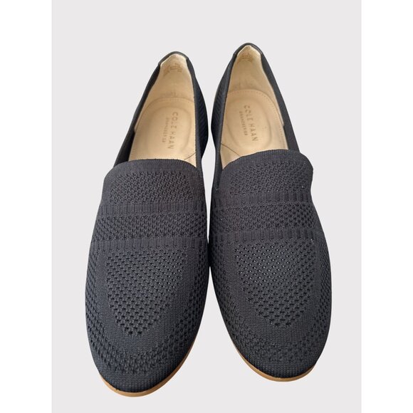 Cole Haan Womens Grandseries Loafers Size 7.5 Black Knit & Leather Slip-On - Picture 1 of 7